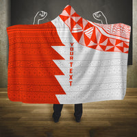 Custom Tonga Rugby Hooded Blanket Ikale Tahi Ngatu Tribal Pattern Half Style LT03 One Size Orange - Polynesian Pride
