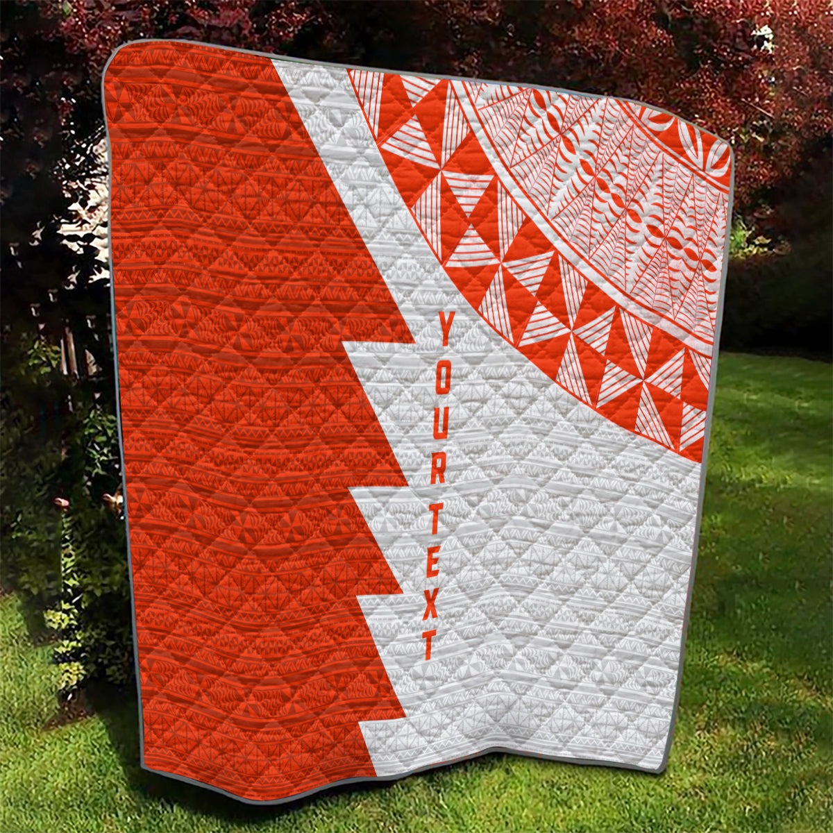Custom Tonga Rugby Quilt Ikale Tahi Ngatu Tribal Pattern Half Style LT03 - Polynesian Pride