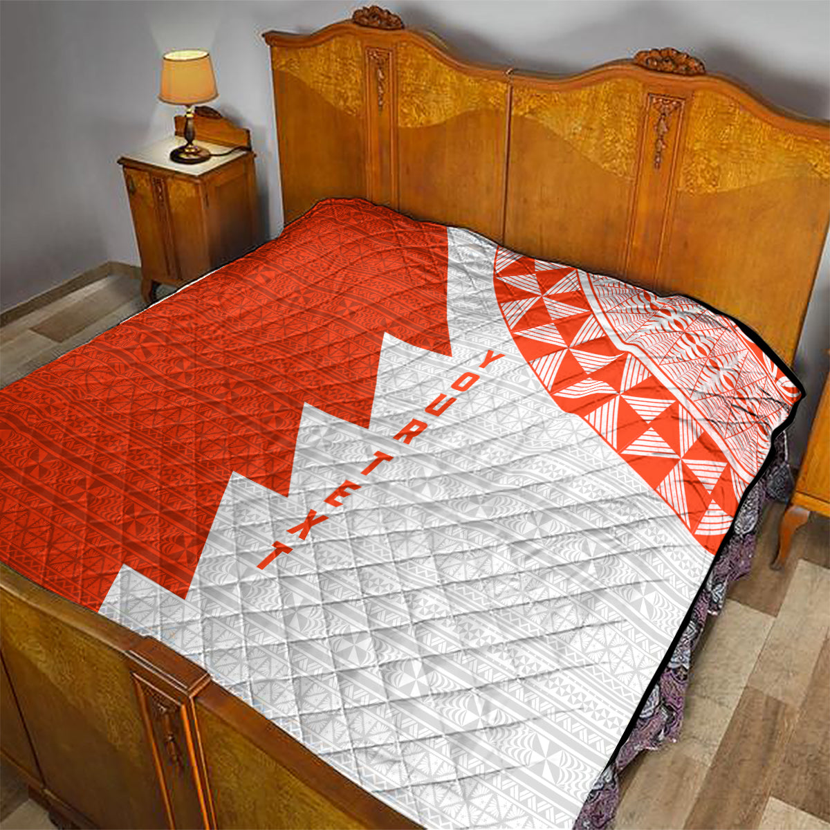 Custom Tonga Rugby Quilt Ikale Tahi Ngatu Tribal Pattern Half Style LT03 - Polynesian Pride
