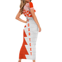 Custom Tonga Rugby Short Sleeve Bodycon Dress Ikale Tahi Ngatu Tribal Pattern Half Style LT03 - Polynesian Pride