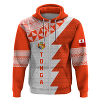 Custom Tonga Rugby Zip Hoodie Ikale Tahi Ngatu Tribal Pattern Half Style LT03 Zip Hoodie Orange - Polynesian Pride