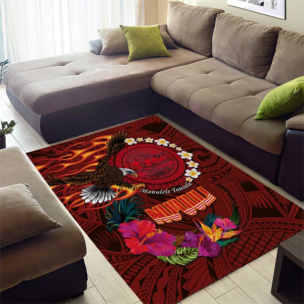 American Samoa Manulele Tausala Nu'uuli Area Rug Tatau Art Pattern with Tropical Plants LT03 - Polynesian Pride