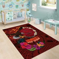 American Samoa Manulele Tausala Nu'uuli Area Rug Tatau Art Pattern with Tropical Plants LT03 - Polynesian Pride