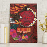 American Samoa Manulele Tausala Nu'uuli Canvas Wall Art Tatau Art Pattern with Tropical Plants LT03 Without Frame Red - Polynesian Pride