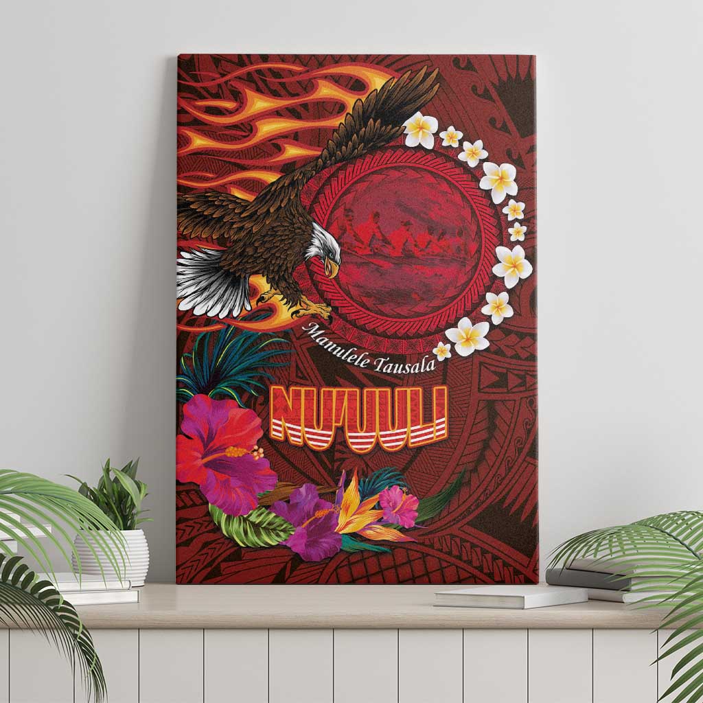 American Samoa Manulele Tausala Nu'uuli Canvas Wall Art Tatau Art Pattern with Tropical Plants LT03 - Polynesian Pride