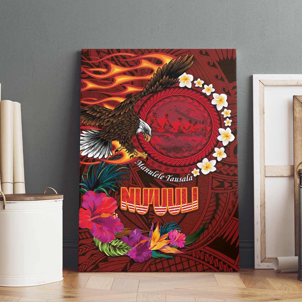 American Samoa Manulele Tausala Nu'uuli Canvas Wall Art Tatau Art Pattern with Tropical Plants LT03 - Polynesian Pride
