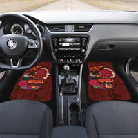 American Samoa Manulele Tausala Nu'uuli Car Mats Tatau Art Pattern with Tropical Plants LT03 Set 2pcs - Front Red - Polynesian Pride