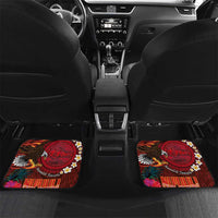 American Samoa Manulele Tausala Nu'uuli Car Mats Tatau Art Pattern with Tropical Plants LT03 Set 2pcs - Back Red - Polynesian Pride