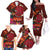 American Samoa Manulele Tausala Nu'uuli Family Matching Off The Shoulder Long Sleeve Dress and Hawaiian Shirt Tatau Art Pattern with Tropical Plants