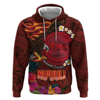 American Samoa Manulele Tausala Nu'uuli Hoodie Tatau Art Pattern with Tropical Plants LT03 Pullover Hoodie Red - Polynesian Pride