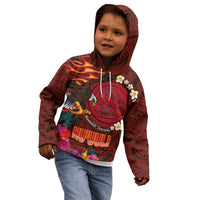 American Samoa Manulele Tausala Nu'uuli Kid Hoodie Tatau Art Pattern with Tropical Plants LT03 - Polynesian Pride
