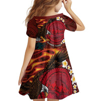 American Samoa Manulele Tausala Nu'uuli Kid Short Sleeve Dress Tatau Art Pattern with Tropical Plants LT03 - Polynesian Pride