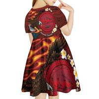 American Samoa Manulele Tausala Nu'uuli Kid Short Sleeve Dress Tatau Art Pattern with Tropical Plants LT03 - Polynesian Pride