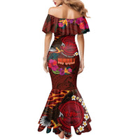 American Samoa Manulele Tausala Nu'uuli Mermaid Dress Tatau Art Pattern with Tropical Plants LT03 - Polynesian Pride