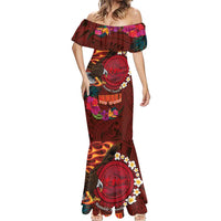 American Samoa Manulele Tausala Nu'uuli Mermaid Dress Tatau Art Pattern with Tropical Plants LT03 - Polynesian Pride