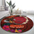 American Samoa Manulele Tausala Nu'uuli Round Carpet Tatau Art Pattern with Tropical Plants