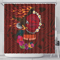 American Samoa Manulele Tausala Nu'uuli Shower Curtain Tatau Art Pattern with Tropical Plants LT03 - Polynesian Pride