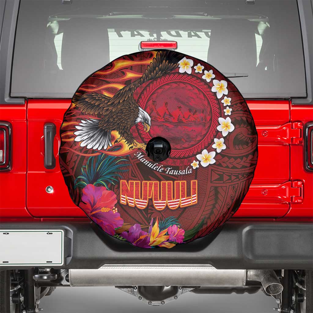 American Samoa Manulele Tausala Nu'uuli Spare Tire Cover Tatau Art Pattern with Tropical Plants LT03 - Polynesian Pride
