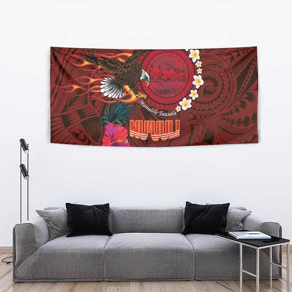 American Samoa Manulele Tausala Nu'uuli Tapestry Tatau Art Pattern with Tropical Plants LT03 - Polynesian Pride