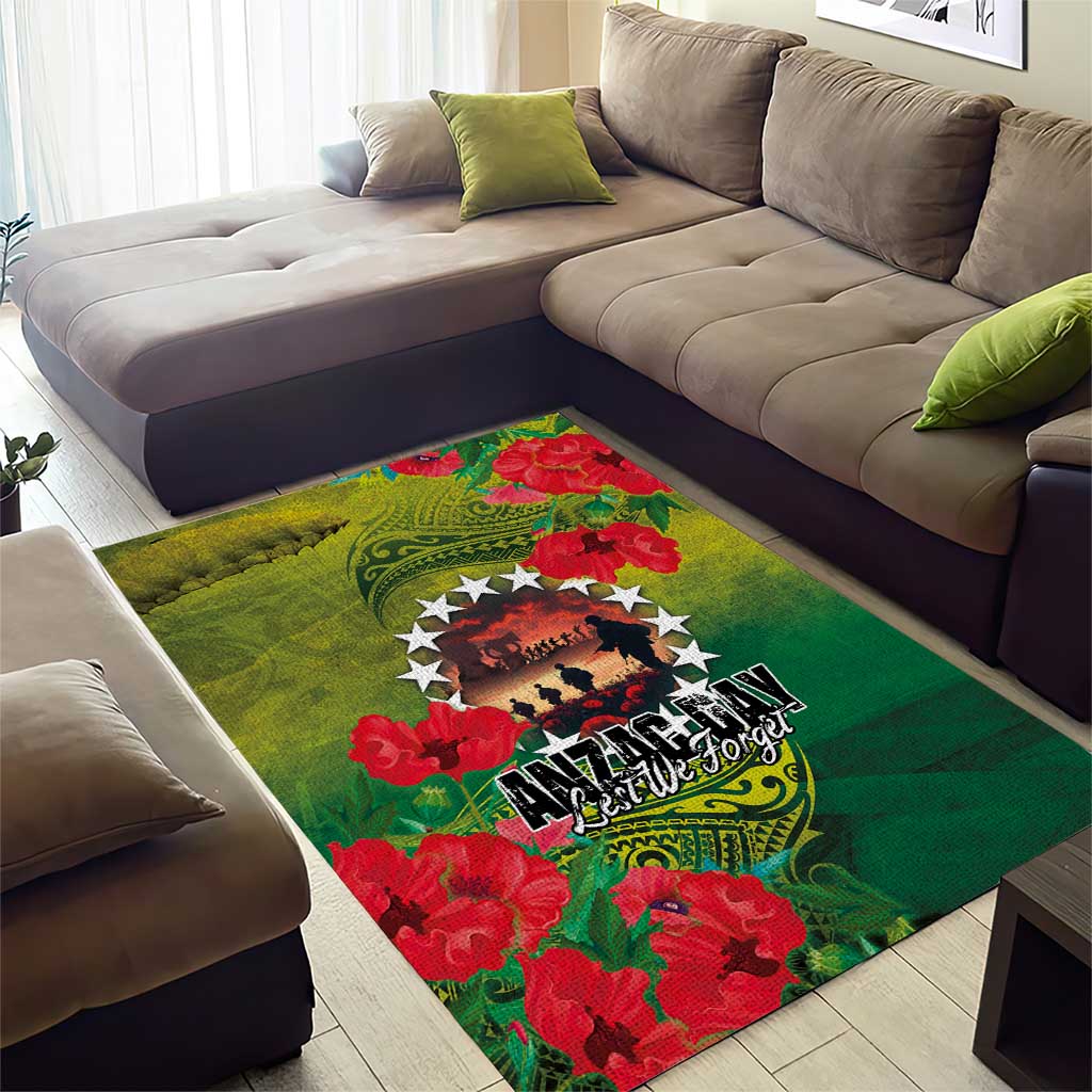 Cook Islands ANDAC Day Area Rug Honor and Remember Soliders-Forever in My Thoughts Grunge Style LT03 - Polynesian Pride