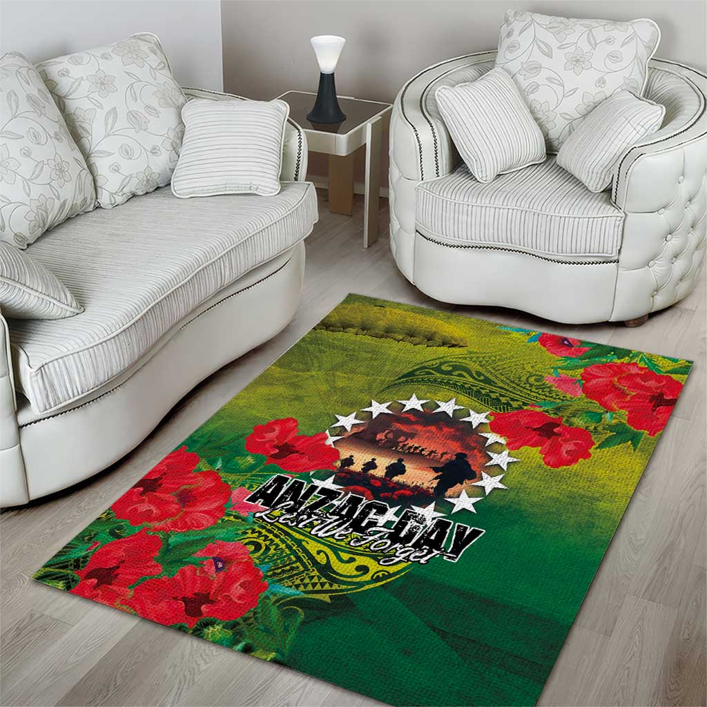 Cook Islands ANDAC Day Area Rug Honor and Remember Soliders-Forever in My Thoughts Grunge Style LT03 - Polynesian Pride