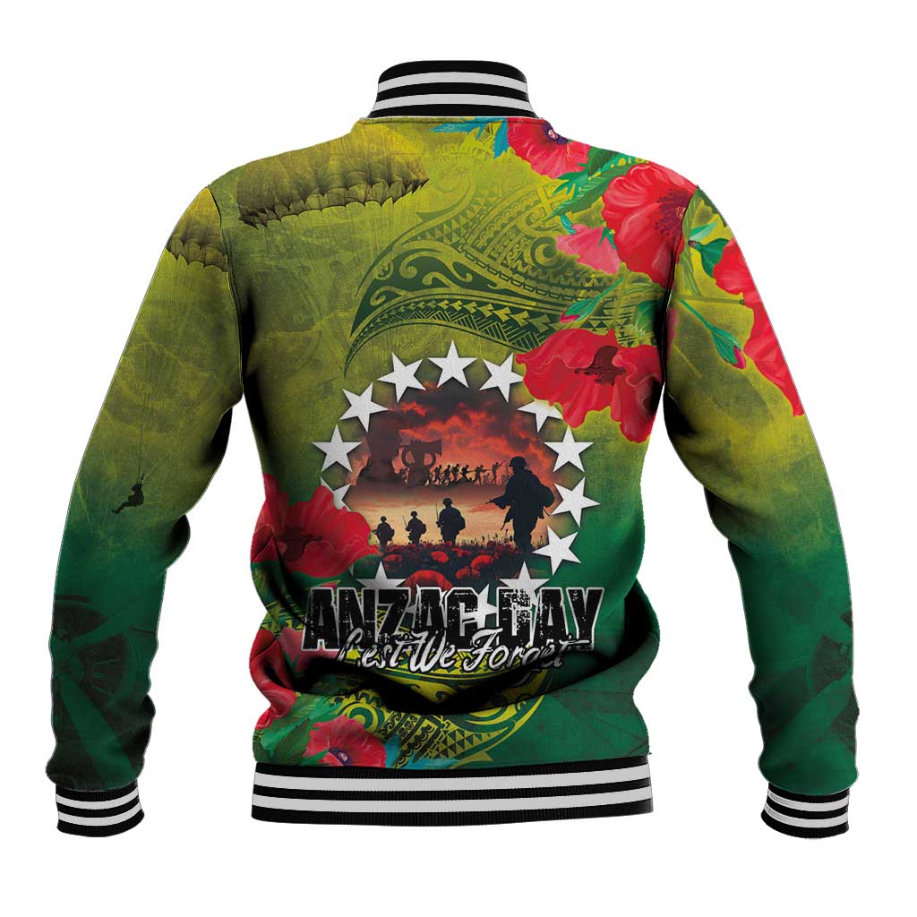 Cook Islands ANDAC Day Baseball Jacket Honor and Remember Soliders-Forever in My Thoughts Grunge Style LT03 - Polynesian Pride
