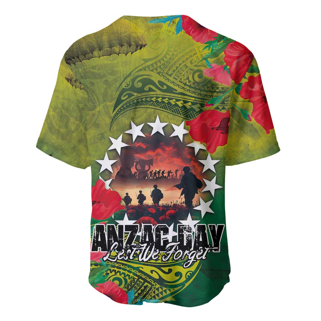 Cook Islands ANDAC Day Baseball Jersey Honor and Remember Soliders-Forever in My Thoughts Grunge Style LT03 - Polynesian Pride