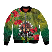 Cook Islands ANDAC Day Bomber Jacket Honor and Remember Soliders-Forever in My Thoughts Grunge Style LT03 Unisex Green-Yellow - Polynesian Pride