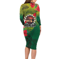 Cook Islands ANDAC Day Long Sleeve Bodycon Dress Honor and Remember Soliders-Forever in My Thoughts Grunge Style LT03 - Polynesian Pride