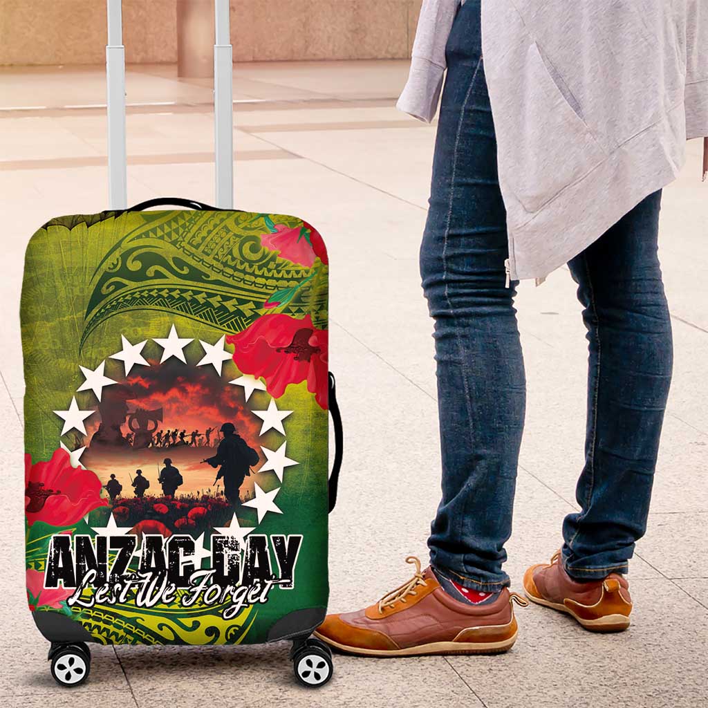 Cook Islands ANDAC Day Luggage Cover Honor and Remember Soliders-Forever in My Thoughts Grunge Style