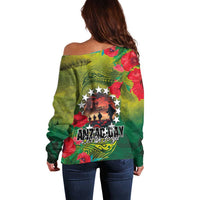 Cook Islands ANDAC Day Off Shoulder Sweater Honor and Remember Soliders-Forever in My Thoughts Grunge Style LT03 - Polynesian Pride