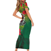 Cook Islands ANDAC Day Short Sleeve Bodycon Dress Honor and Remember Soliders-Forever in My Thoughts Grunge Style LT03 - Polynesian Pride