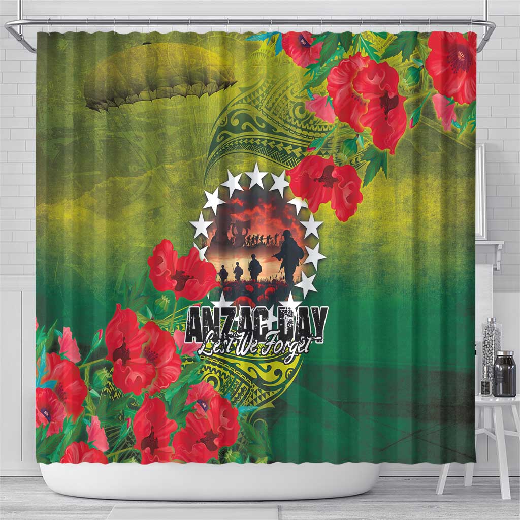 Cook Islands ANDAC Day Shower Curtain Honor and Remember Soliders-Forever in My Thoughts Grunge Style LT03 - Polynesian Pride