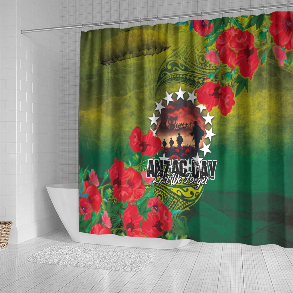 Cook Islands ANDAC Day Shower Curtain Honor and Remember Soliders-Forever in My Thoughts Grunge Style LT03 - Polynesian Pride