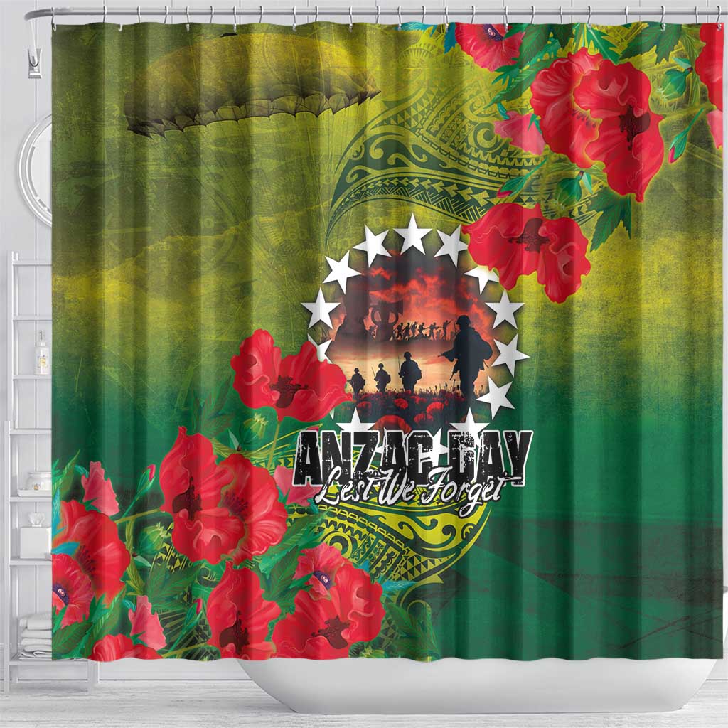 Cook Islands ANDAC Day Shower Curtain Honor and Remember Soliders-Forever in My Thoughts Grunge Style LT03 - Polynesian Pride