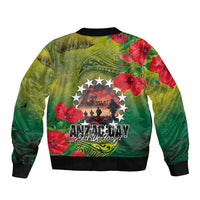 Cook Islands ANDAC Day Sleeve Zip Bomber Jacket Honor and Remember Soliders-Forever in My Thoughts Grunge Style LT03 - Polynesian Pride