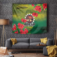 Cook Islands ANDAC Day Tapestry Honor and Remember Soliders-Forever in My Thoughts Grunge Style LT03 Green-Yellow - Polynesian Pride