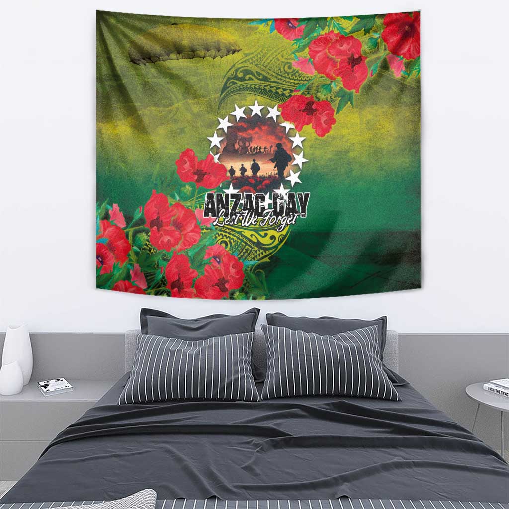 Cook Islands ANDAC Day Tapestry Honor and Remember Soliders-Forever in My Thoughts Grunge Style LT03 - Polynesian Pride