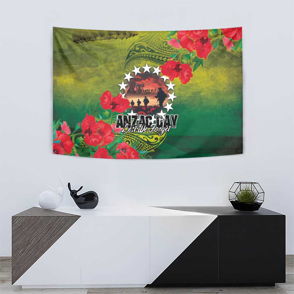 Cook Islands ANDAC Day Tapestry Honor and Remember Soliders-Forever in My Thoughts Grunge Style LT03 - Polynesian Pride