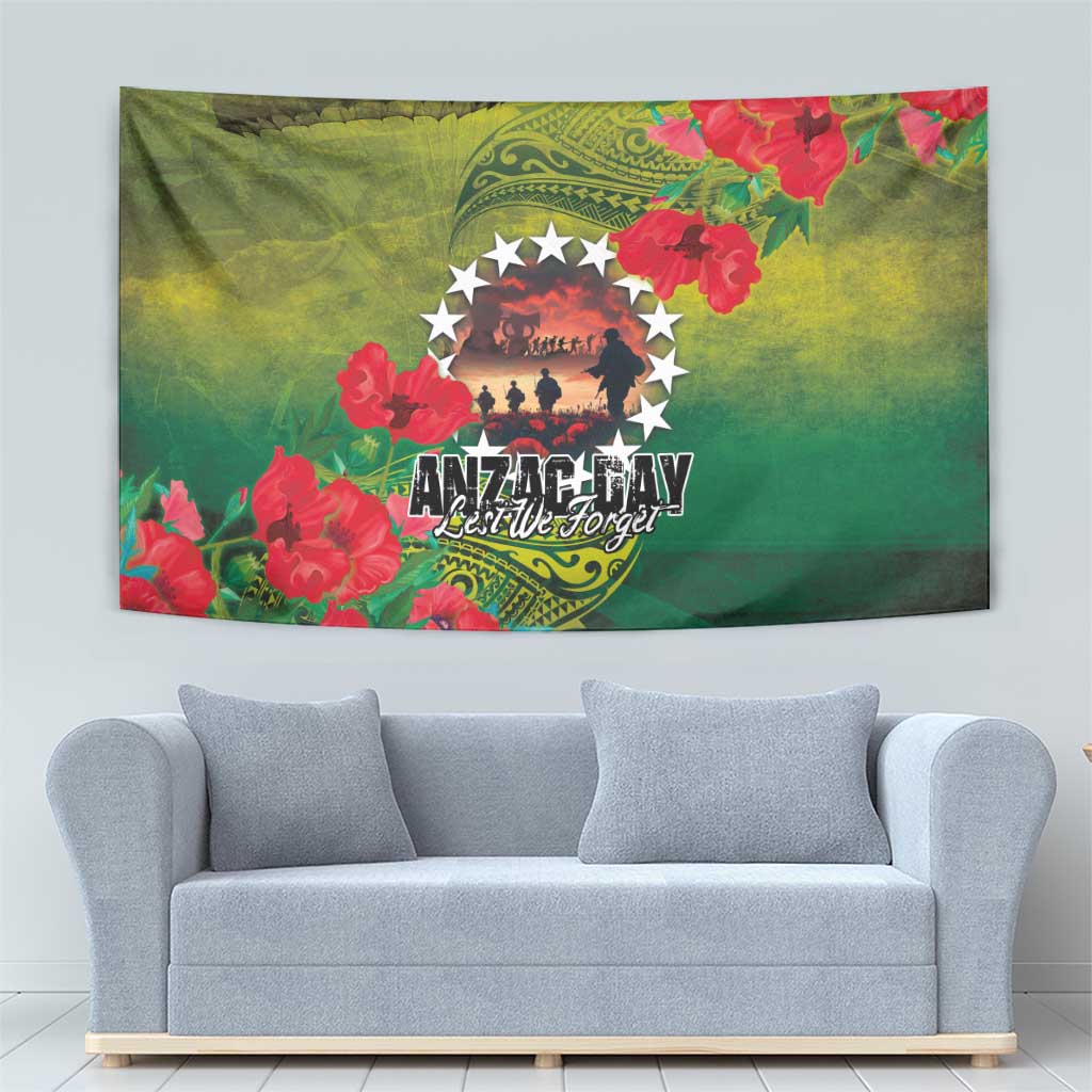 Cook Islands ANDAC Day Tapestry Honor and Remember Soliders-Forever in My Thoughts Grunge Style LT03 - Polynesian Pride