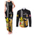 Hawaii King Kamehameha Day Couples Matching Tank Maxi Dress and Long Sleeve Button Shirt Kanaka Maoli Hibiscus Flower and Kakau Pattern