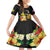 Hawaii King Kamehameha Day Kid Short Sleeve Dress Kanaka Maoli Hibiscus Flower and Kakau Pattern