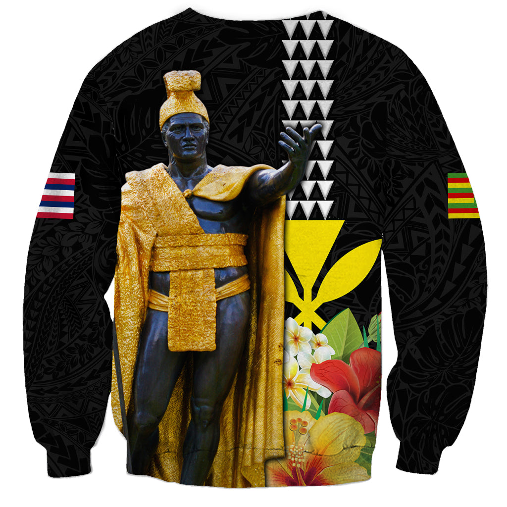 Hawaii King Kamehameha Day Sweatshirt Kanaka Maoli Hibiscus Flower and Kakau Pattern LT03 - Polynesian Pride
