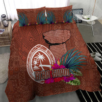 Chamorro Biba Guam Bedding Set Latte Stone Tribal and Hibiscus Flower Tapa Pattern LT03 - Polynesian Pride