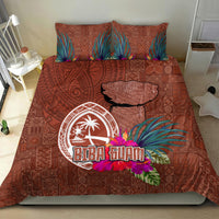 Chamorro Biba Guam Bedding Set Latte Stone Tribal and Hibiscus Flower Tapa Pattern LT03 - Polynesian Pride