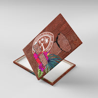 Chamorro Biba Guam Canvas Wall Art Latte Stone Tribal and Hibiscus Flower Tapa Pattern LT03 With Frame Brown - Polynesian Pride