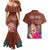 Chamorro Biba Guam Couples Matching Mermaid Dress and Hawaiian Shirt Latte Stone Tribal and Hibiscus Flower Tapa Pattern