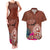 Chamorro Biba Guam Couples Matching Tank Maxi Dress and Hawaiian Shirt Latte Stone Tribal and Hibiscus Flower Tapa Pattern