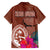 Chamorro Biba Guam Family Matching Off Shoulder Short Dress and Hawaiian Shirt Latte Stone Tribal and Hibiscus Flower Tapa Pattern