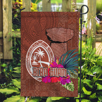 Chamorro Biba Guam Garden Flag Latte Stone Tribal and Hibiscus Flower Tapa Pattern LT03 Garden Flag Brown - Polynesian Pride